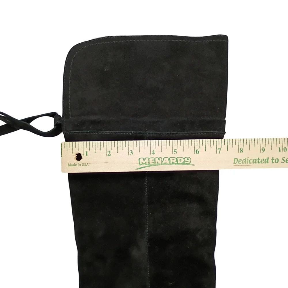 Franco Sarto Over the Knee‎ Boots Womens 8.5 Black Suede Block Heel Fringe